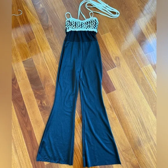 Curtain Call Dance Costumes wide leg jumpsuit Black / White Size Child Large